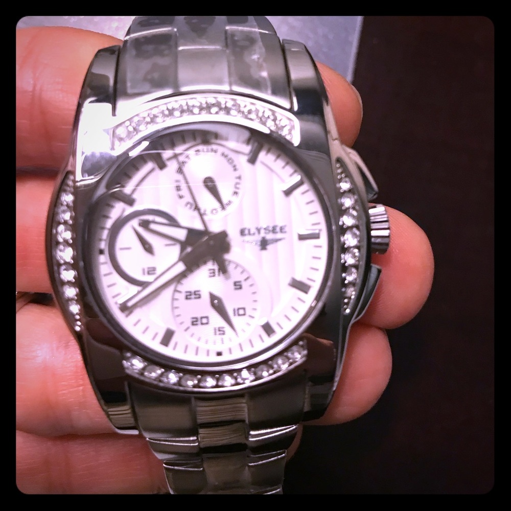 Elysee women’s diamond stainless steel watch. NWT